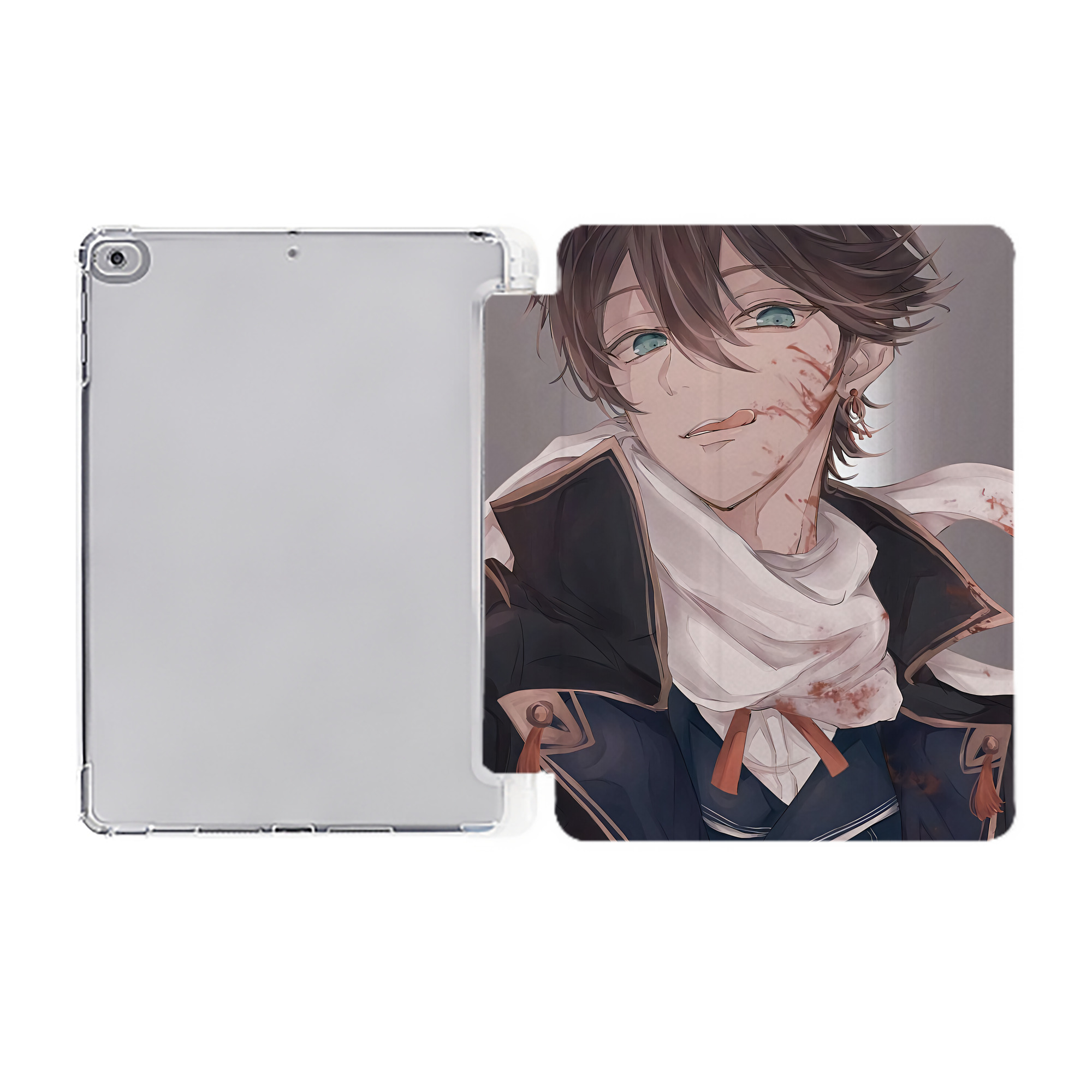 （画像用） 刀剣乱舞 Touken Ranbu IPad ケース ペン収納付き 三つ折りスタンド PUレザー×シリコン 対応機種9.5/10.5/10.9インチ